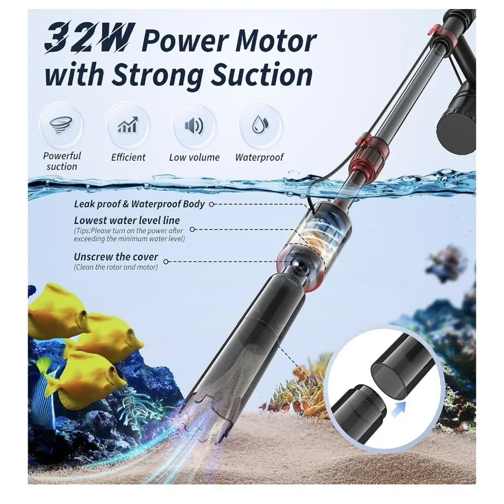 Fish Tank Cleaner Aquarium Gravel Cleaner 530GPH/32W Electric Fish Tank Cleaning
